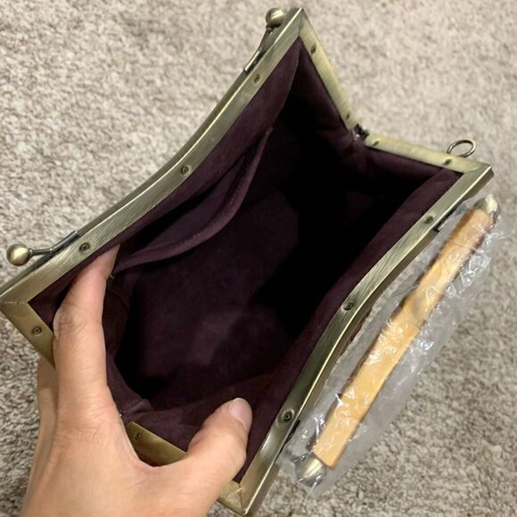 Handmade Genuine Woven Leather Double Kisslock Top Handle Bag & 2 Straps Style - Picture 16 of 16